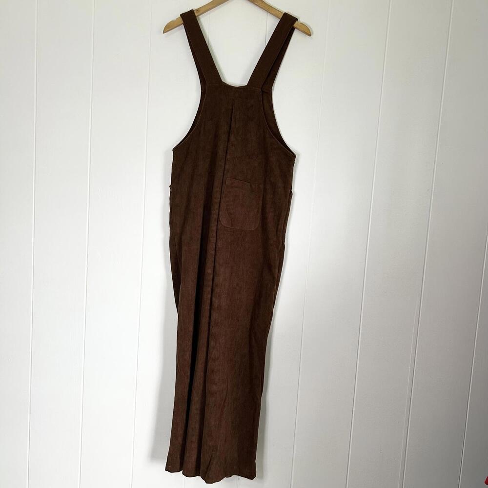 Zesica Brown Bib Long Corduroy Overalls Wide Leg Overalls Women's Medium - Picture 5 of 7